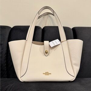 Coach Cream Pebbled Leather Tote with Gold Hardware